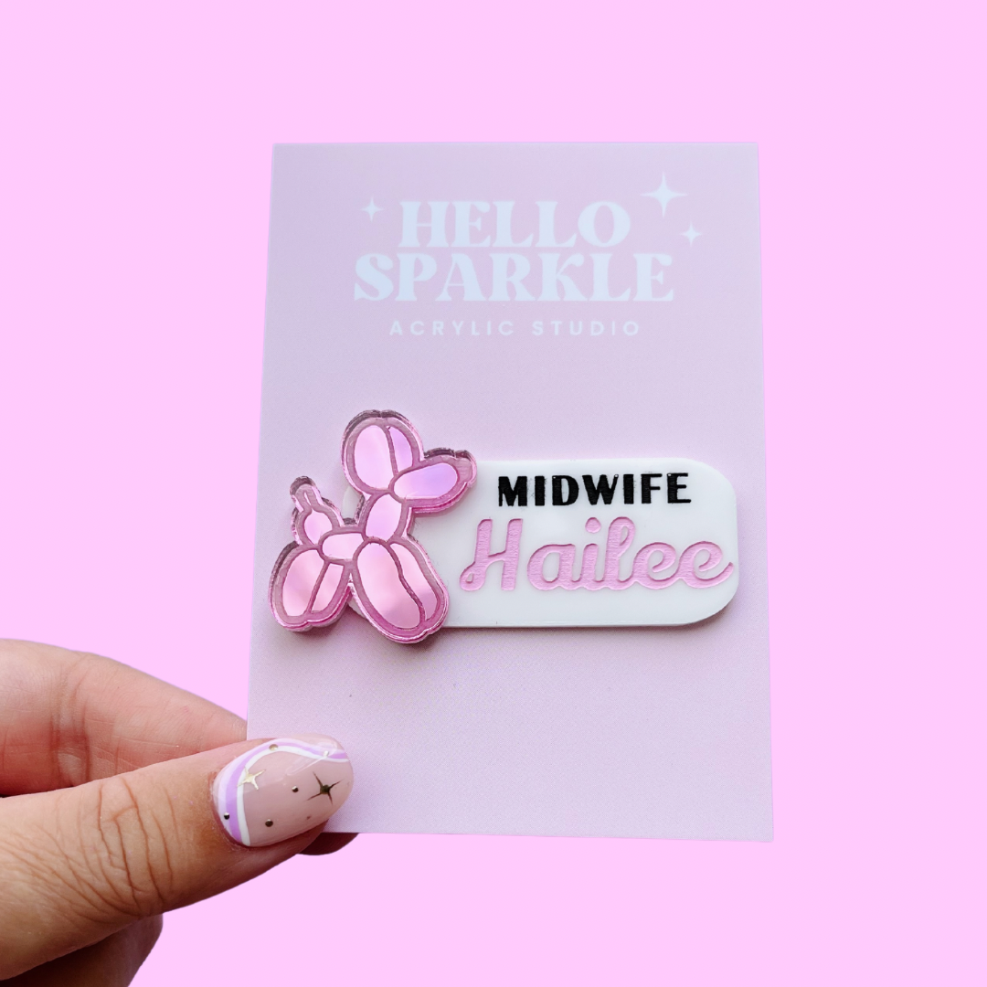 Balloon Dog Name Badge
