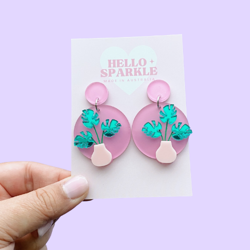 Planter Pot Dangles- PINK