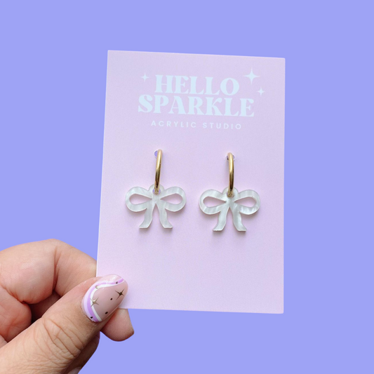 Mini Bow Dangles- WHITE
