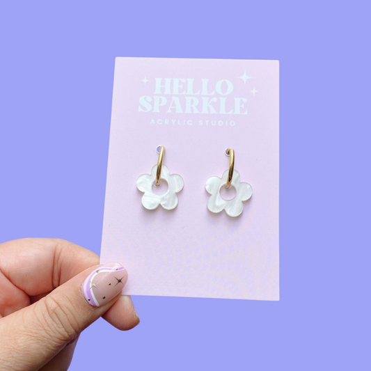 Mini Flower Dangles- WHITE